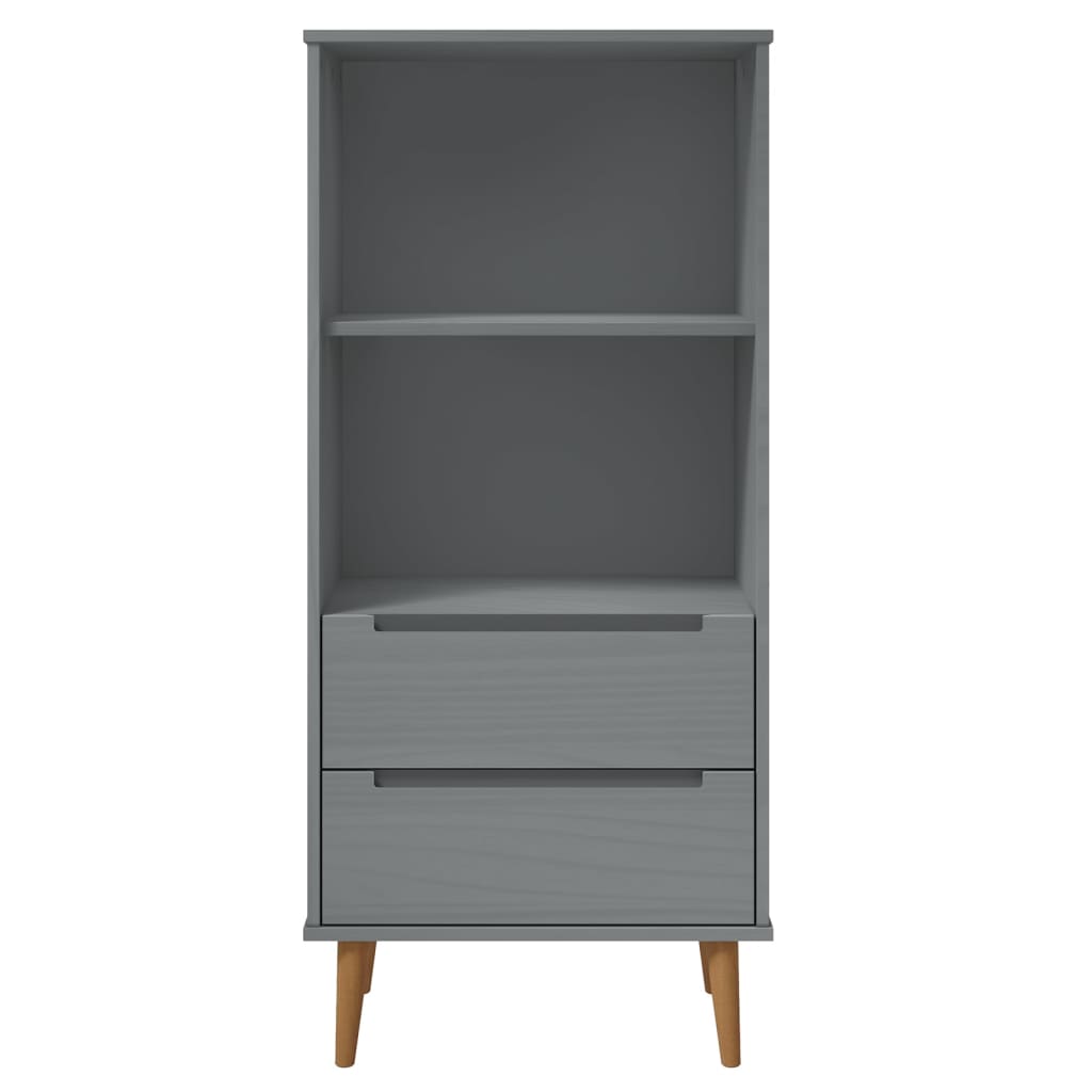 vidaXL Bookcase MOLDE Grey 60x35x133,5 cm Solid Wood Pine