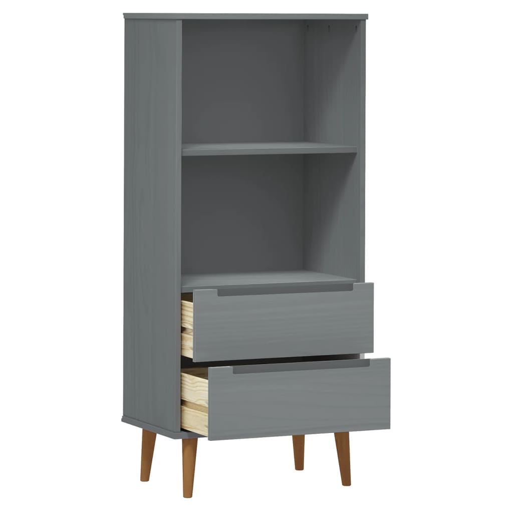 vidaXL Bookcase MOLDE Grey 60x35x133,5 cm Solid Wood Pine