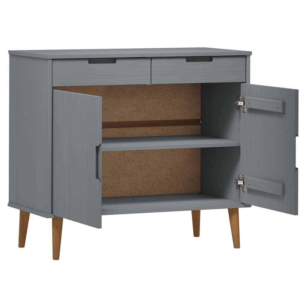 vidaXL Sideboard MOLDE Grey 90x40x80 cm Solid Wood Pine