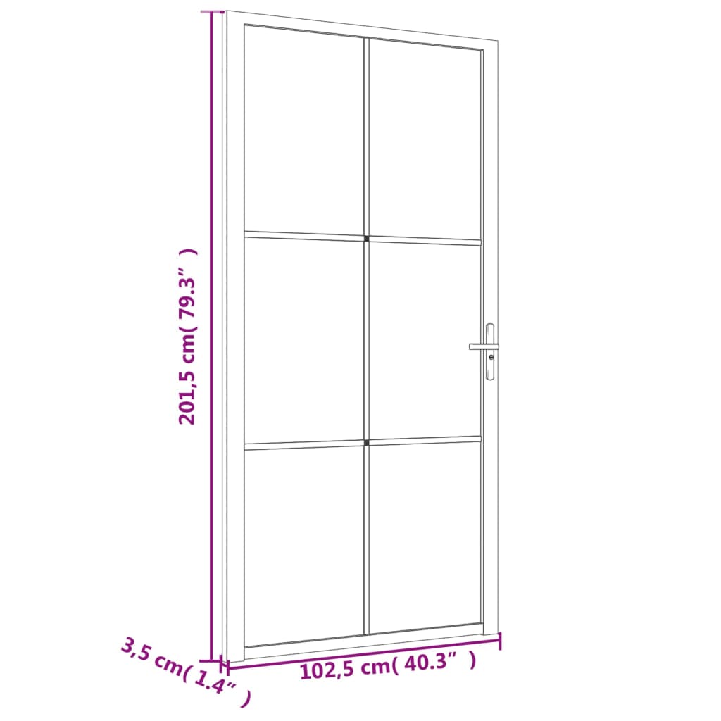 vidaXL Interior Door 102.5x201.5 cm White ESG Glass and Aluminium