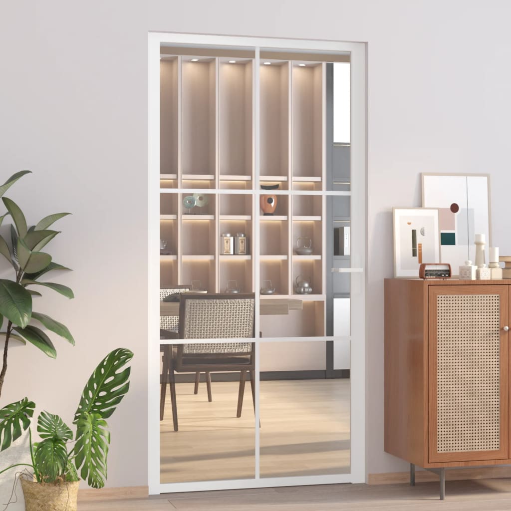 vidaXL Interior Door 102.5x201.5 cm White ESG Glass and Aluminium