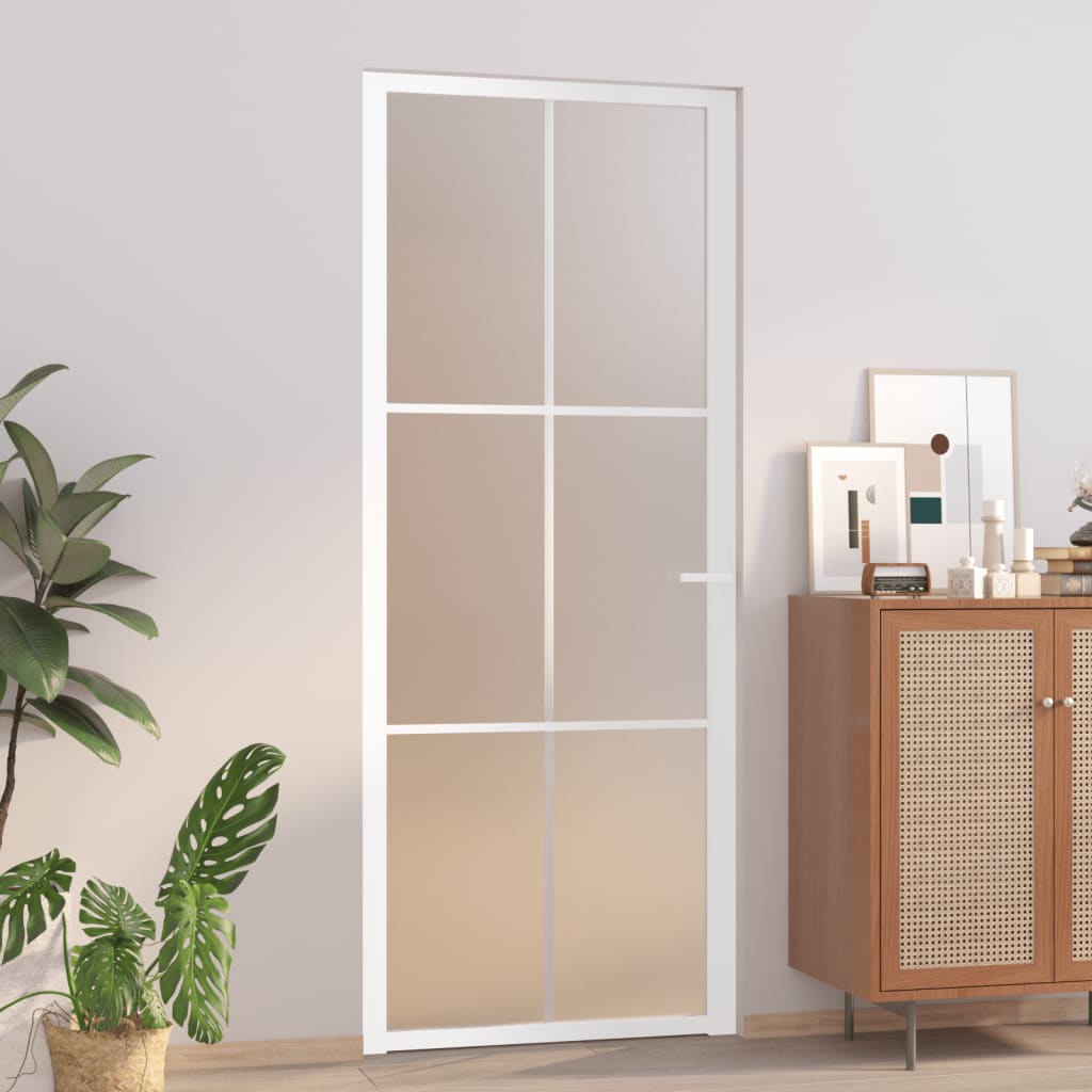 vidaXL Interior Door 83x201.5 cm White Matt Glass and Aluminium