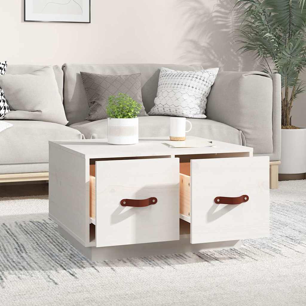Coffee Table White 60x53x35 cm Solid Wood Pine