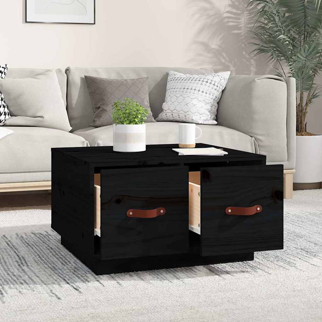 Coffee Table Black 60x53x35 cm Solid Wood Pine