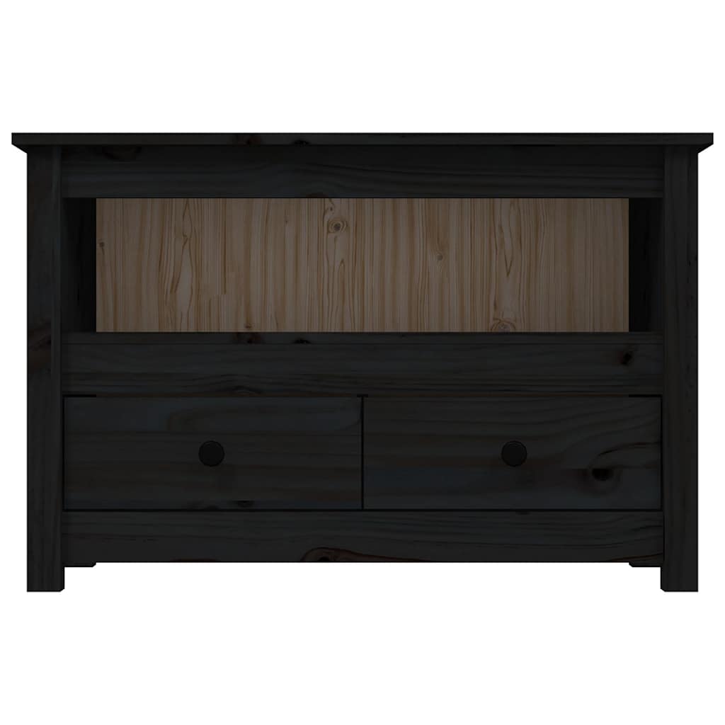 TV Cabinet Black 79x35x52 cm Solid Wood Pine