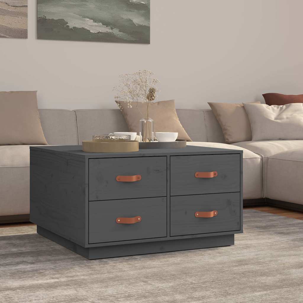 Coffee Table Grey 80x80x45 cm Solid Wood Pine