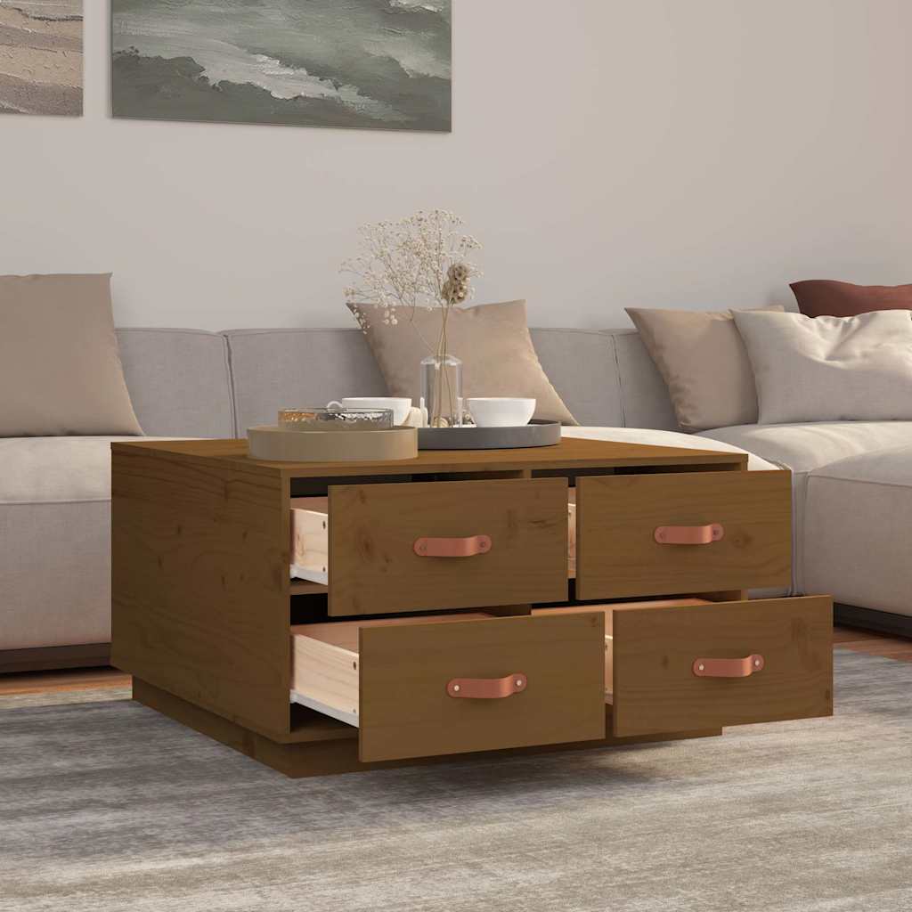 Coffee Table Honey Brown 80x80x45 cm Solid Wood Pine