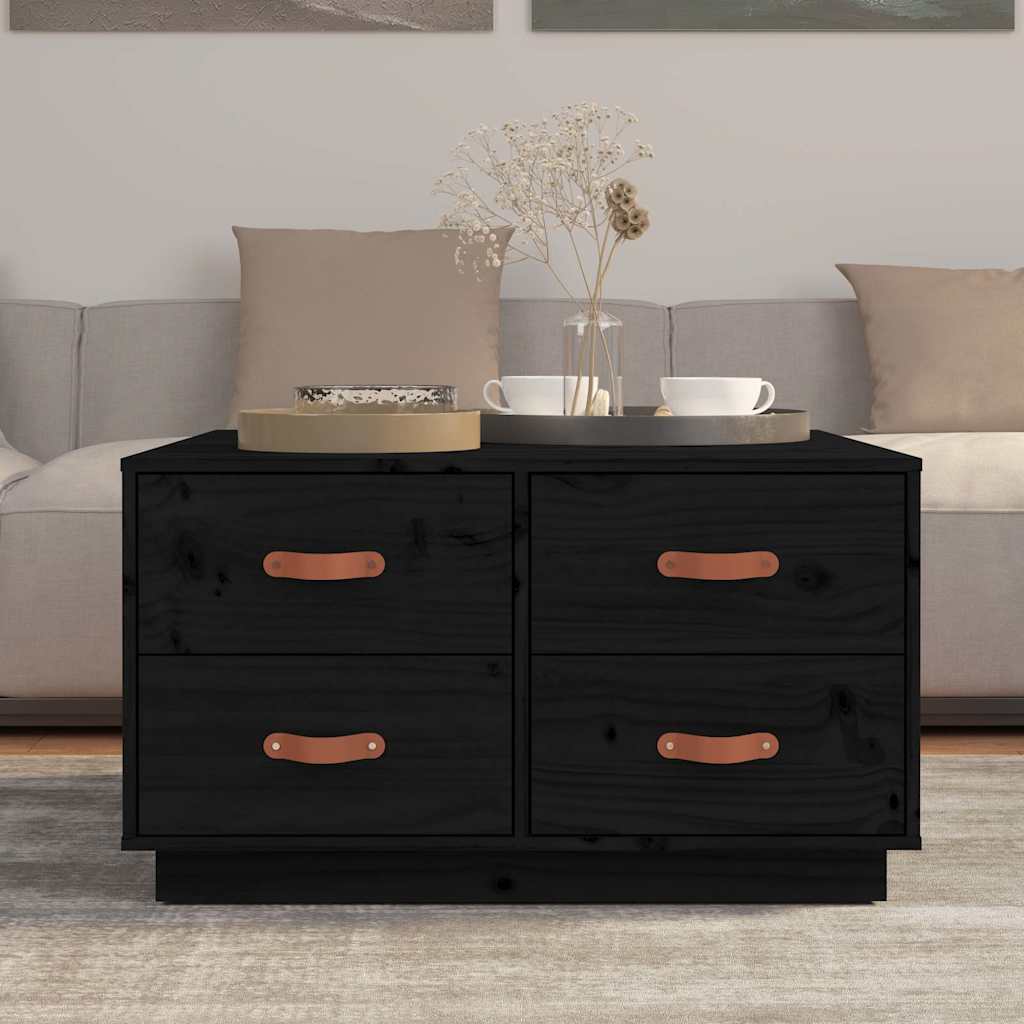 Coffee Table Black 80x80x45 cm Solid Wood Pine
