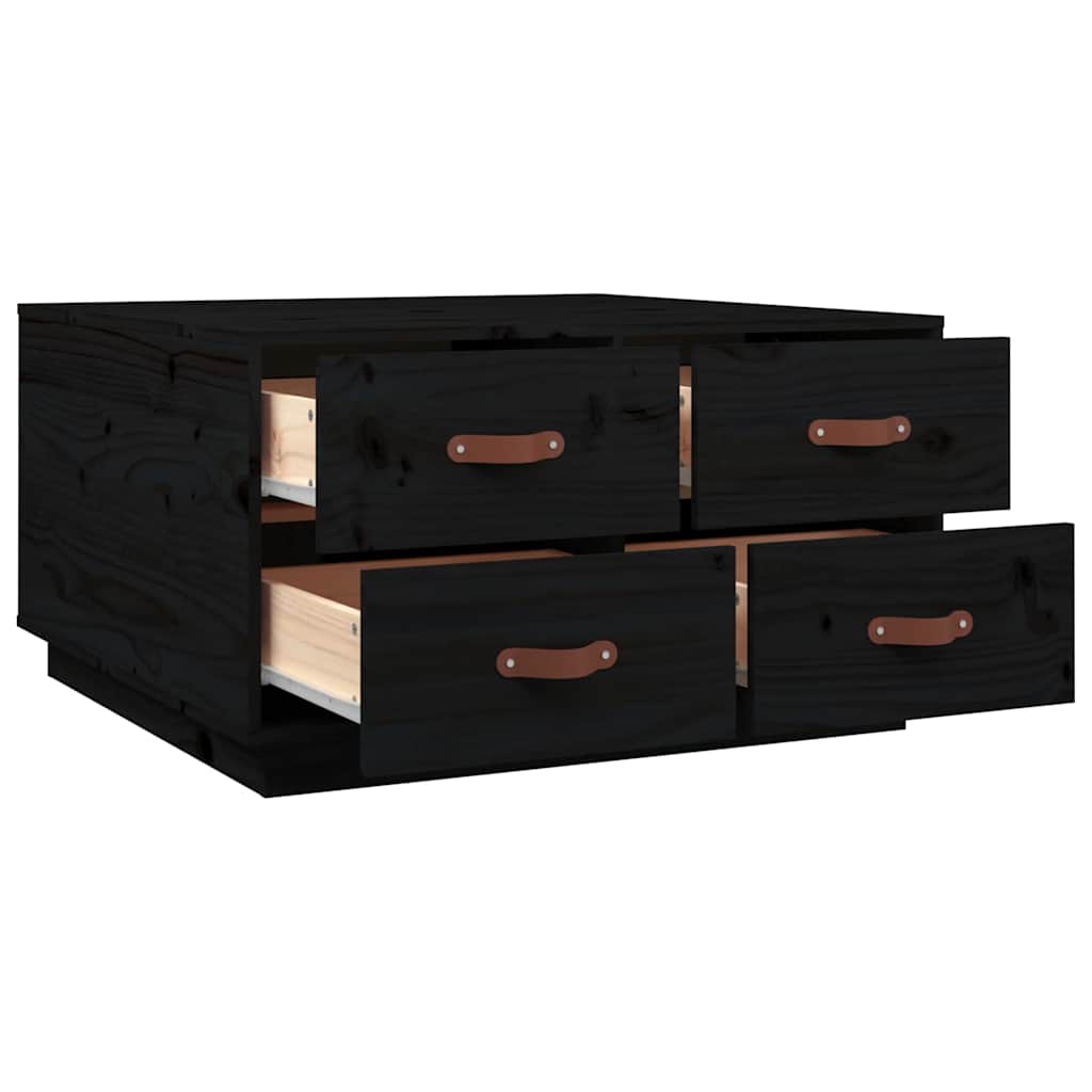 Coffee Table Black 80x80x45 cm Solid Wood Pine