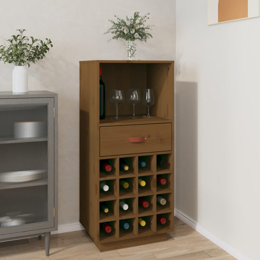 vidaXL Wine Cabinet Honey Brown 45x34x100 cm Solid Wood Pine