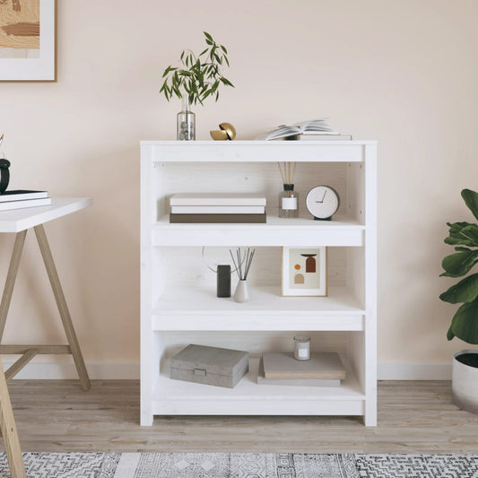 Book Cabinet White 80x35x97 cm Solid Wood Pine