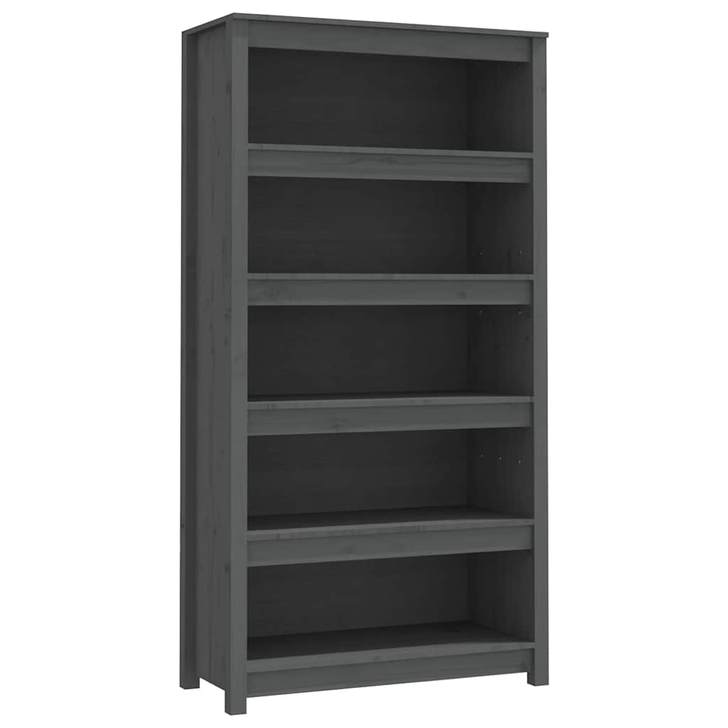 Book Cabinet Grey 80x35x154 cm Solid Wood Pine