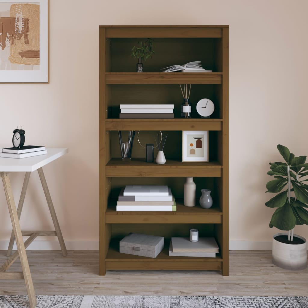 Book Cabinet Honey Brown 80x35x154 cm Solid Wood Pine