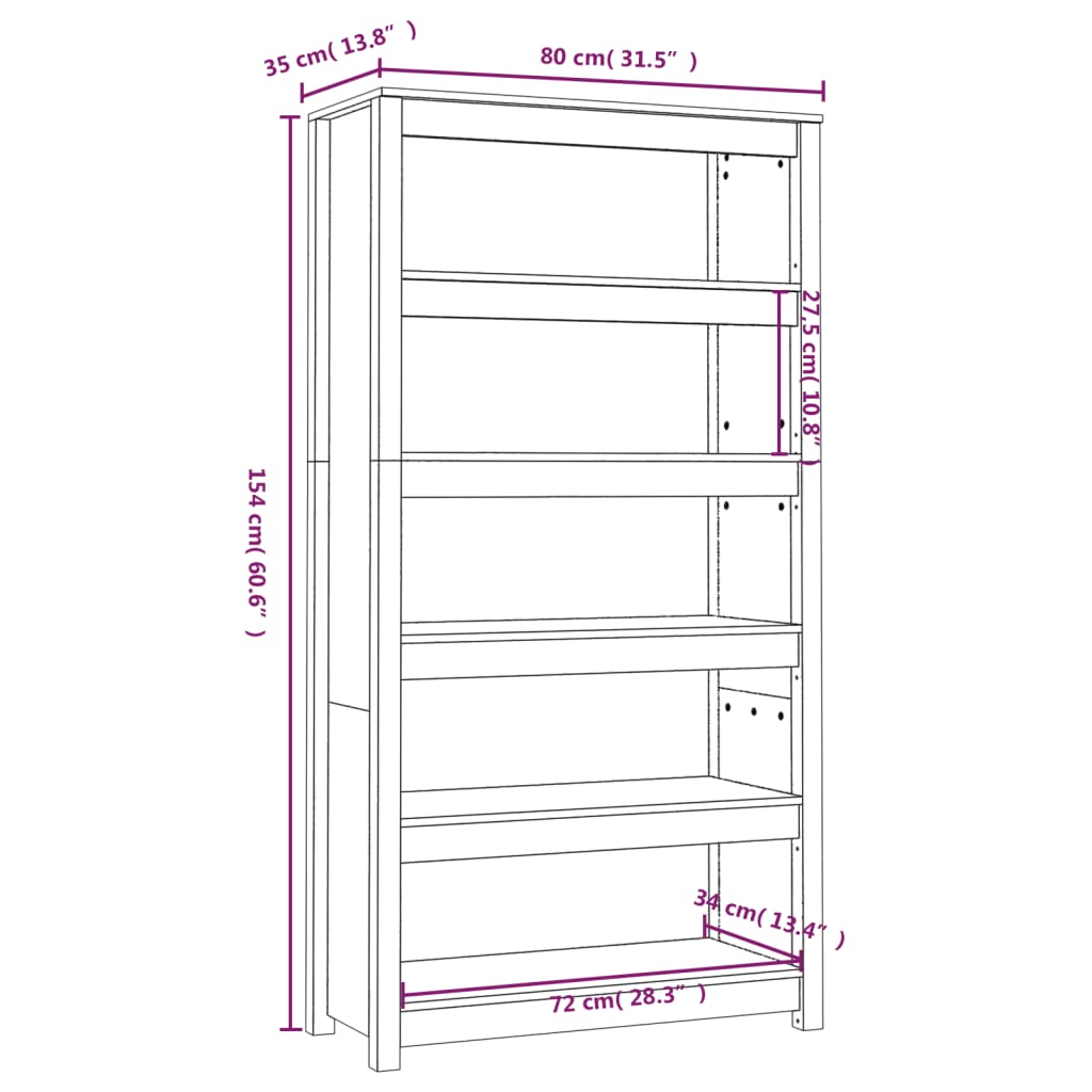 Book Cabinet Honey Brown 80x35x154 cm Solid Wood Pine