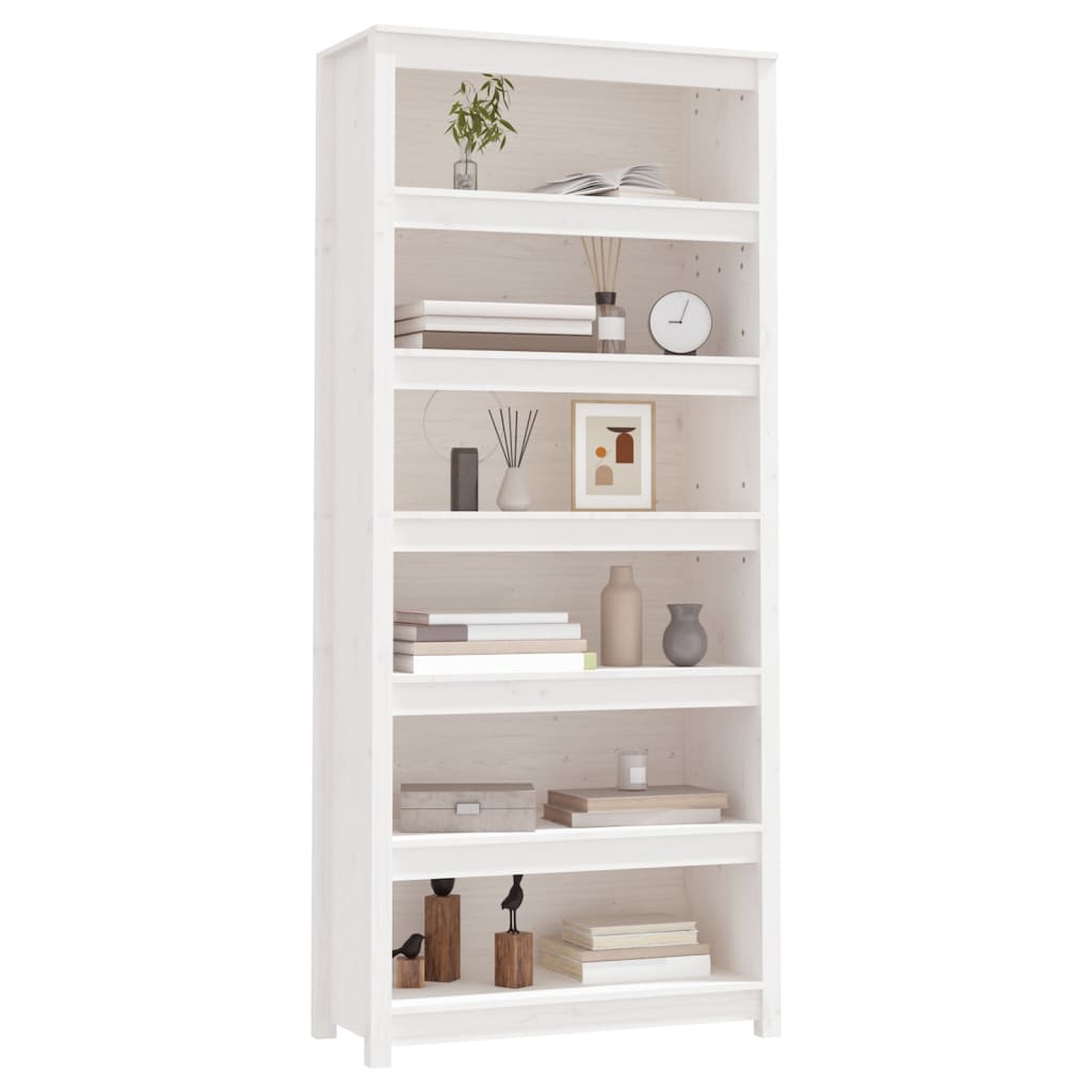 vidaXL Book Cabinet White 80x35x183 cm Solid Wood Pine