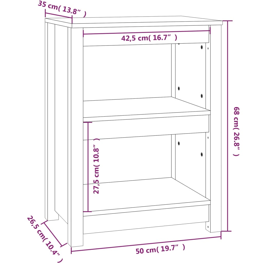 Book Cabinet Honey Brown 50x35x68 cm Solid Wood Pine