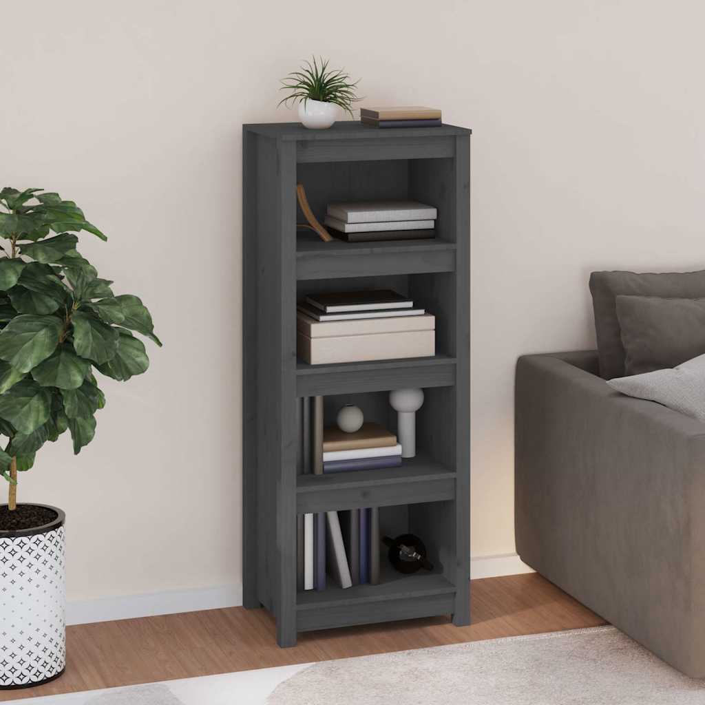 Book Cabinet Grey 50x35x125,5 cm Solid Wood Pine