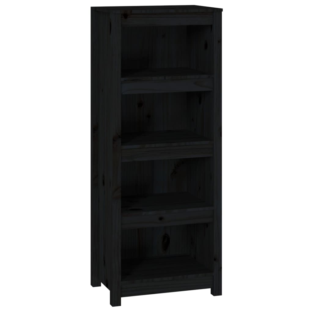 Book Cabinet Black 50x35x125,5 cm Solid Wood Pine