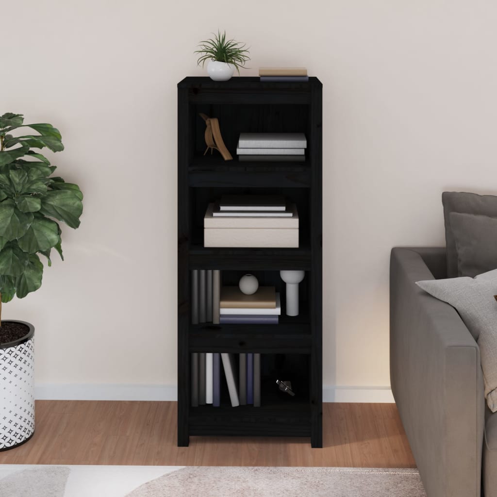 Book Cabinet Black 50x35x125,5 cm Solid Wood Pine