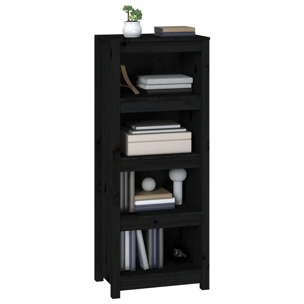 Book Cabinet Black 50x35x125,5 cm Solid Wood Pine