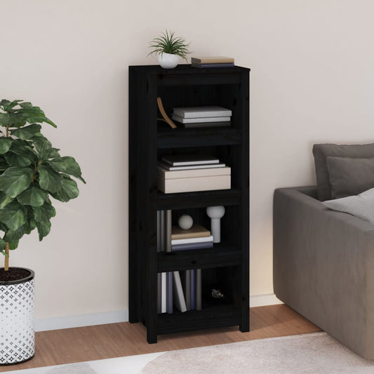 Book Cabinet Black 50x35x125,5 cm Solid Wood Pine