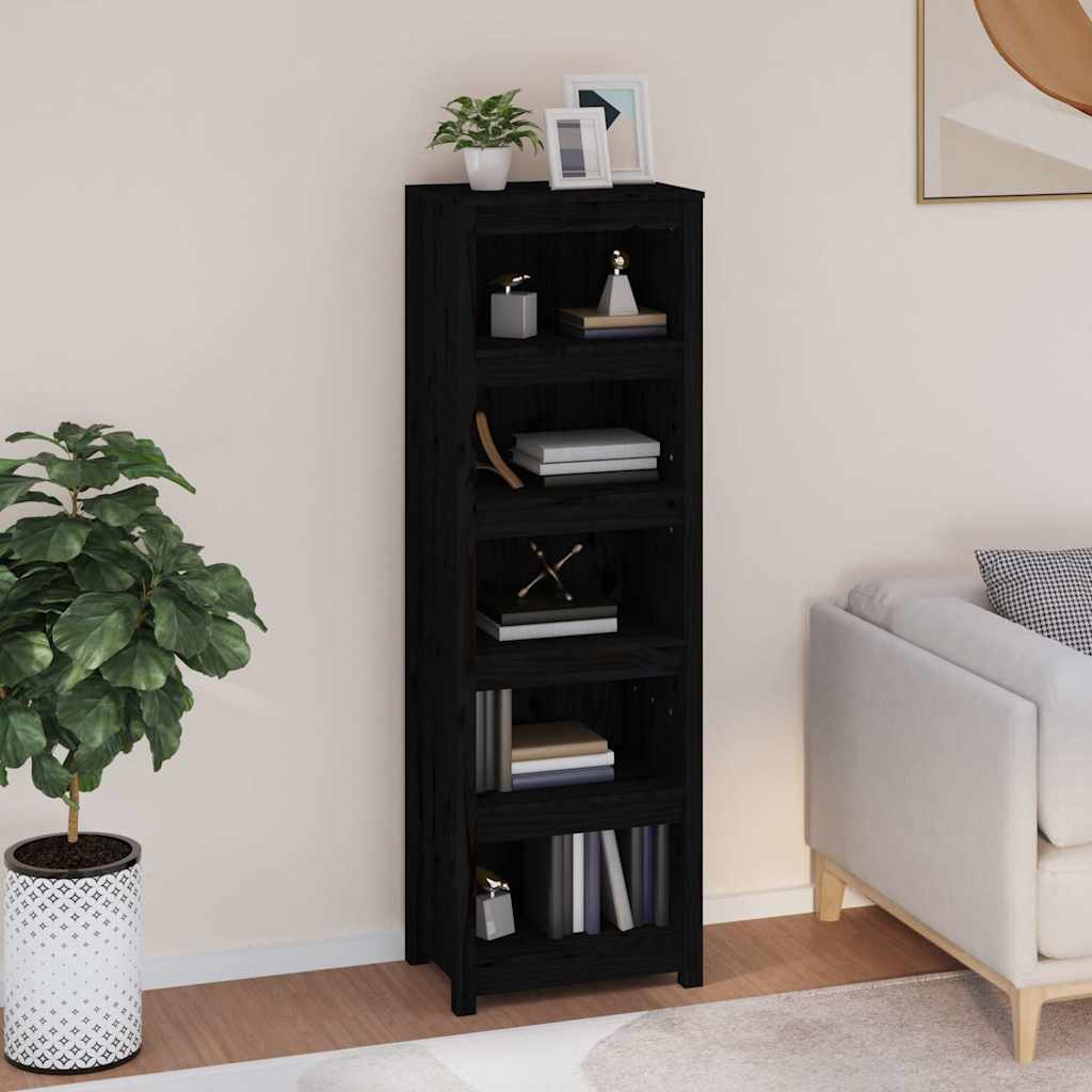 Book Cabinet Black 50x35x154 cm Solid Wood Pine