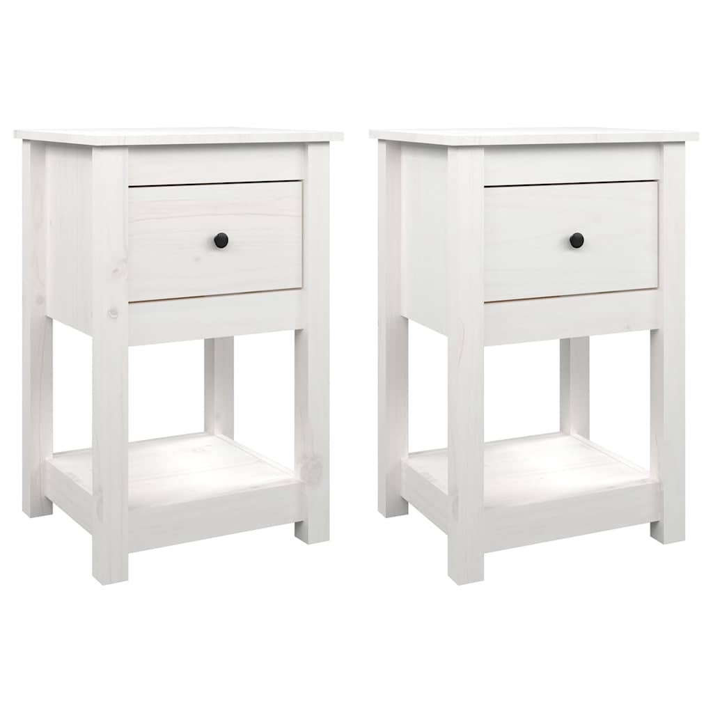 Bedside Cabinets 2 pcs White 40x35x61.5 cm Solid Wood Pine