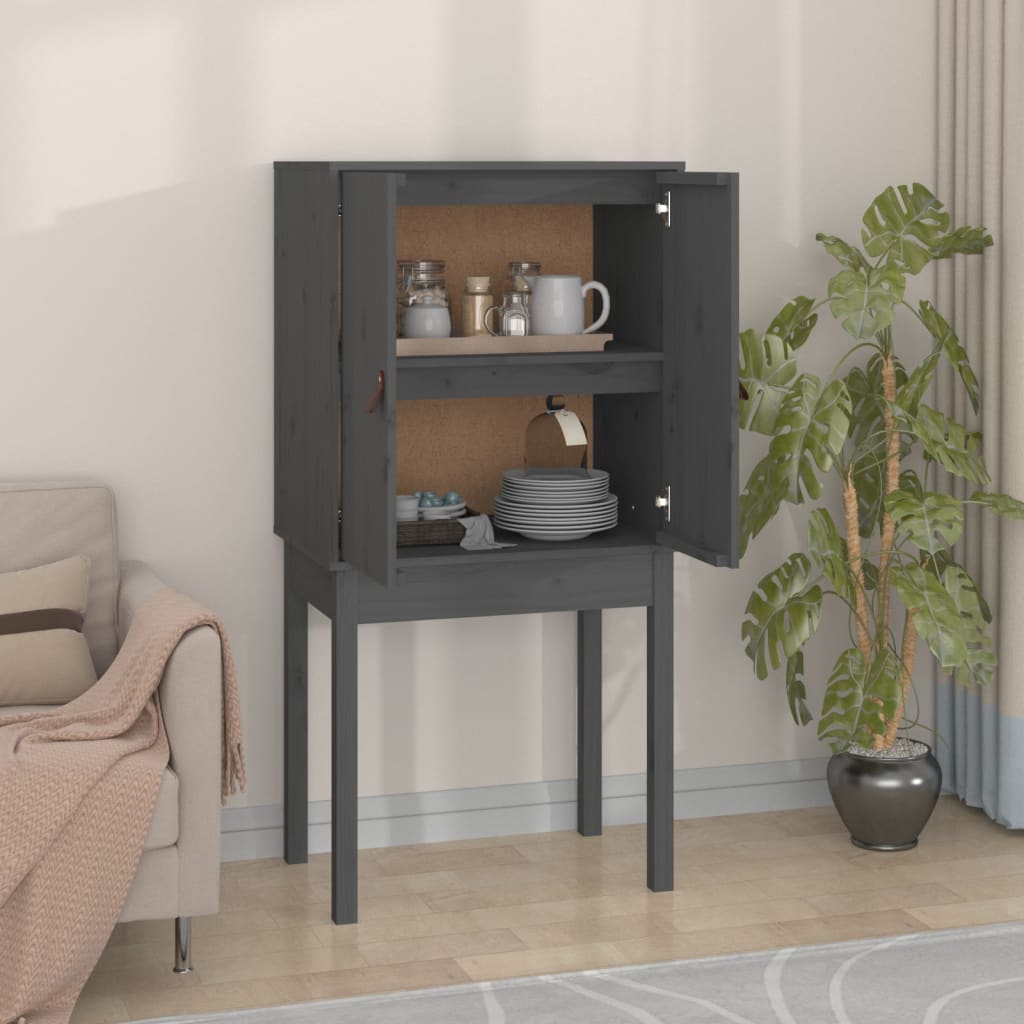 Highboard Grey 60x40x120 cm Solid Wood Pine