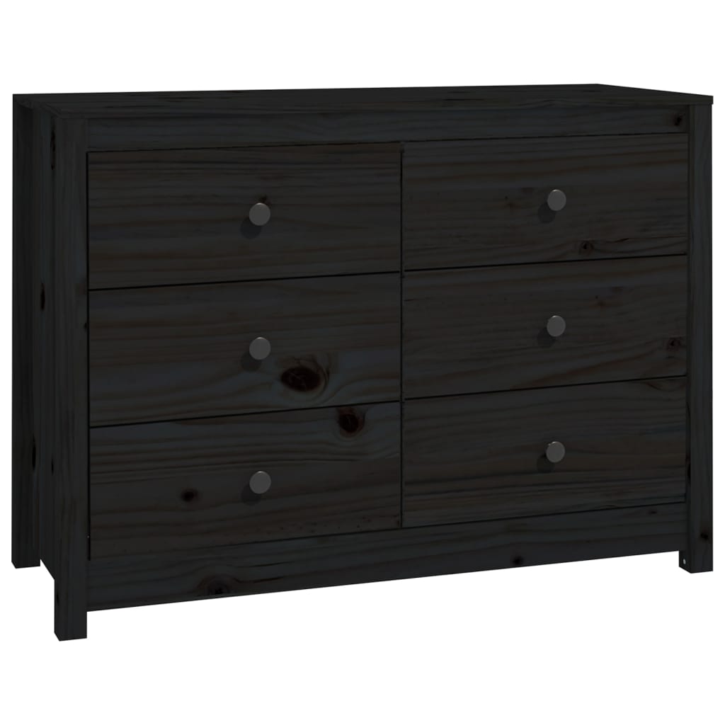 vidaXL Side Cabinet Black 100x40x72 cm Solid Wood Pine