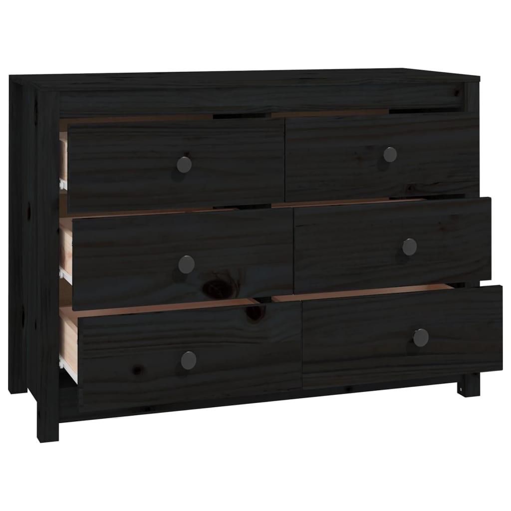 vidaXL Side Cabinet Black 100x40x72 cm Solid Wood Pine
