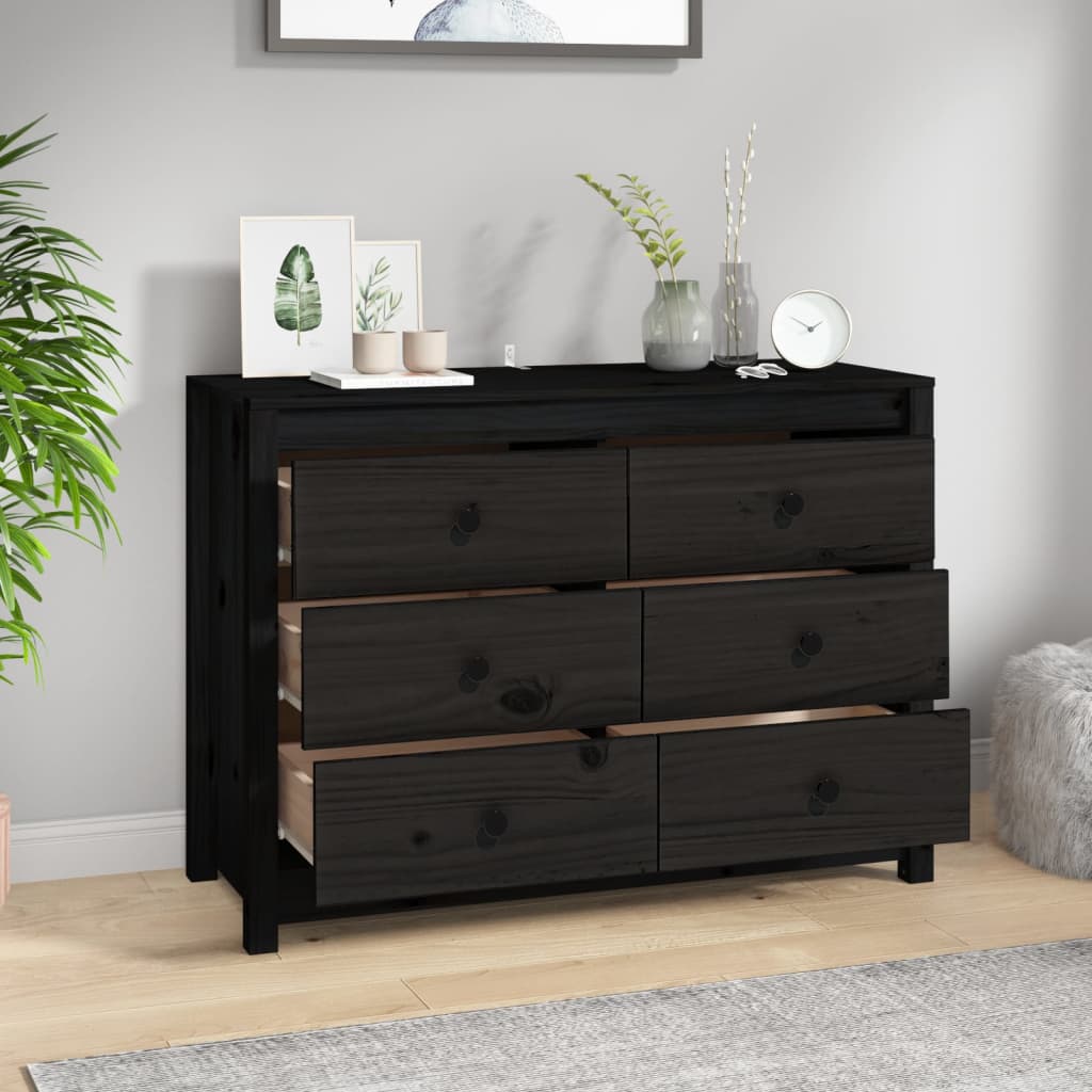 Meuble d'Appoint Noir 100x40x72 cm Bois Massif Pin