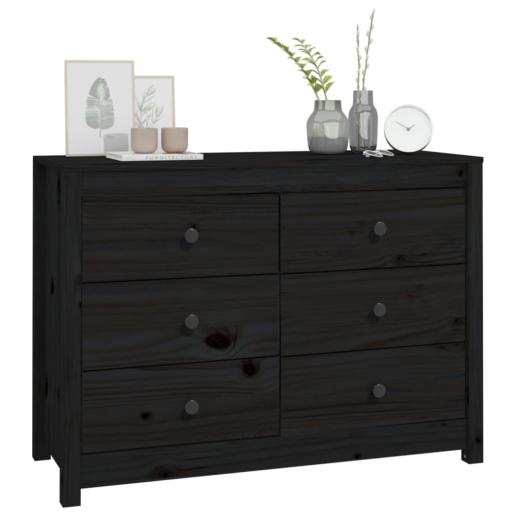 vidaXL Side Cabinet Black 100x40x72 cm Solid Wood Pine