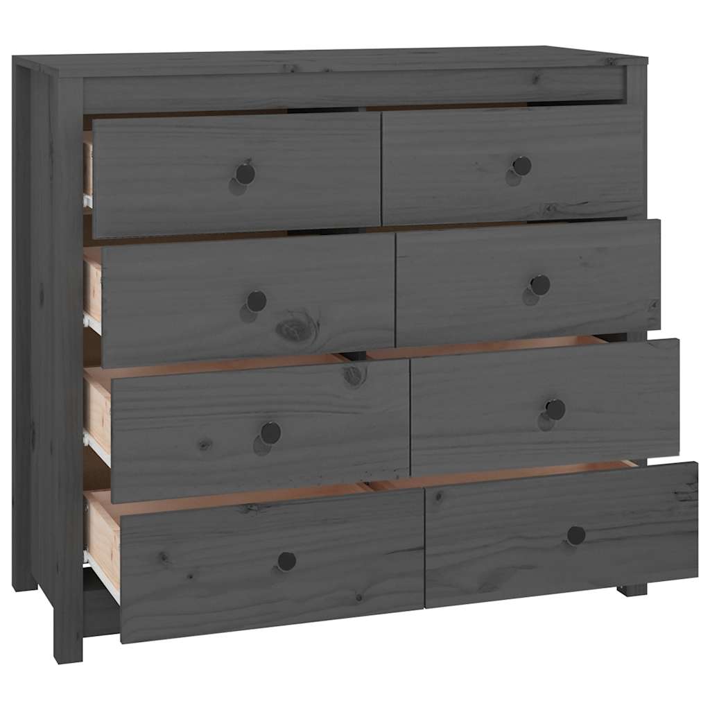 Side Cabinet Grey 100x40x90 cm Solid Wood Pine