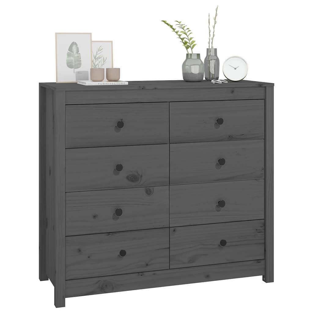Side Cabinet Grey 100x40x90 cm Solid Wood Pine