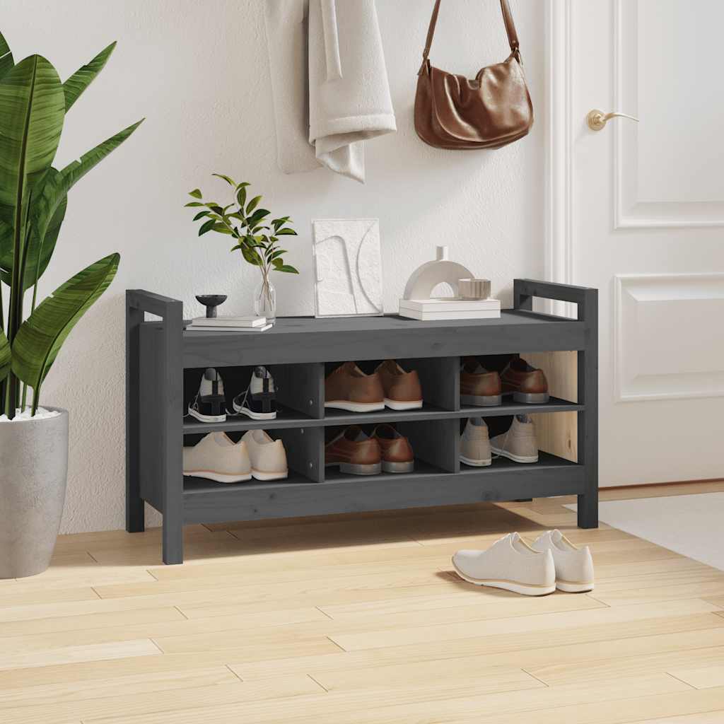 Hall Bench Grey 110x40x60 cm Solid Wood Pine