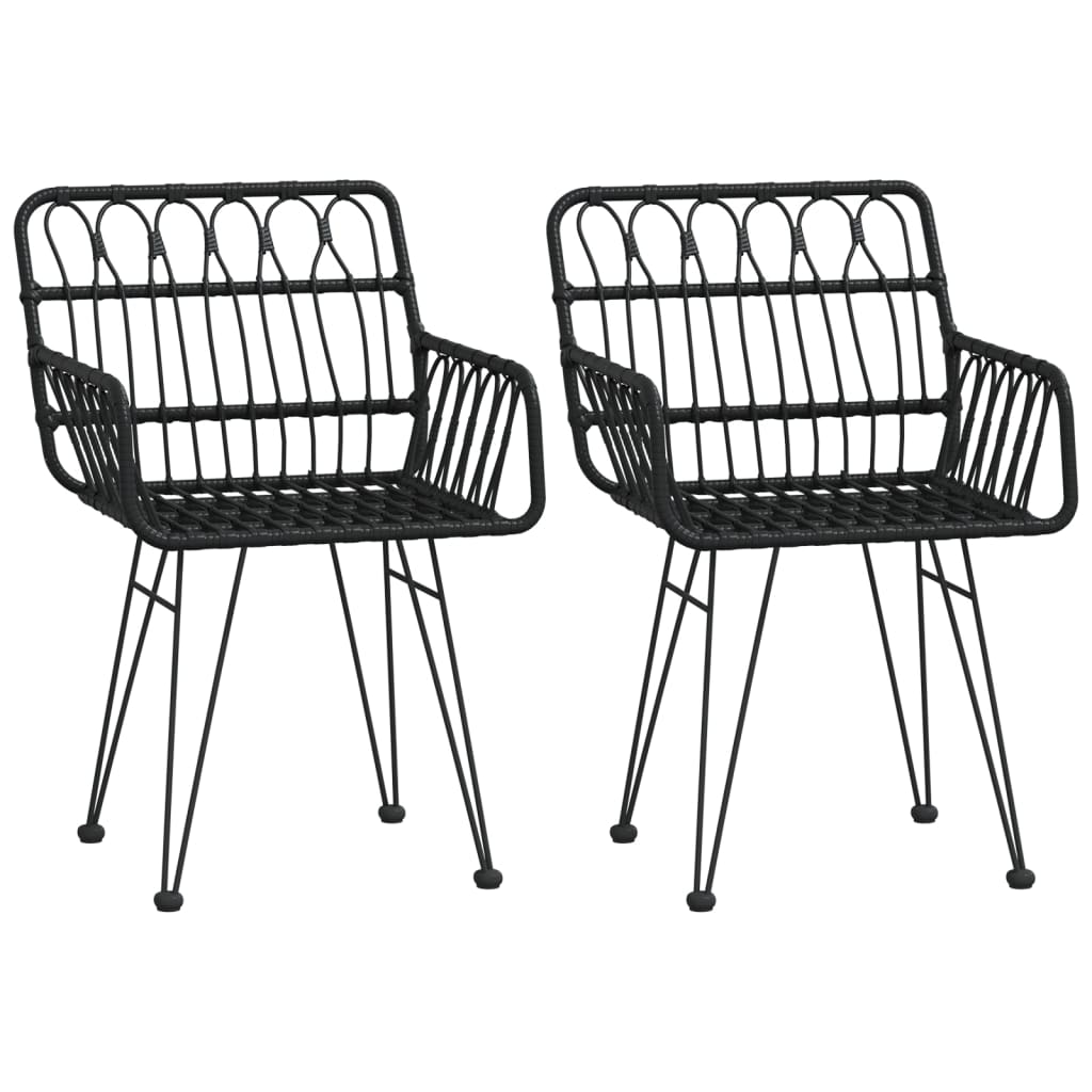 Garden Chair | Set of 2 | Black | Steel, Polyethylene | 56x64x80 cm