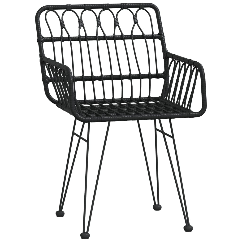 Garden Chair | Set of 2 | Black | Steel, Polyethylene | 56x64x80 cm