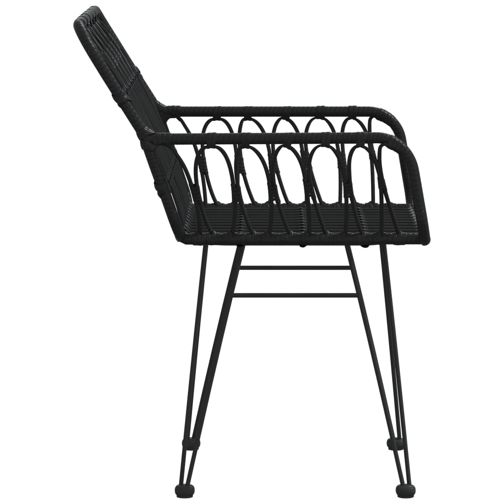 Garden Chair | Set of 2 | Black | Steel, Polyethylene | 56x64x80 cm