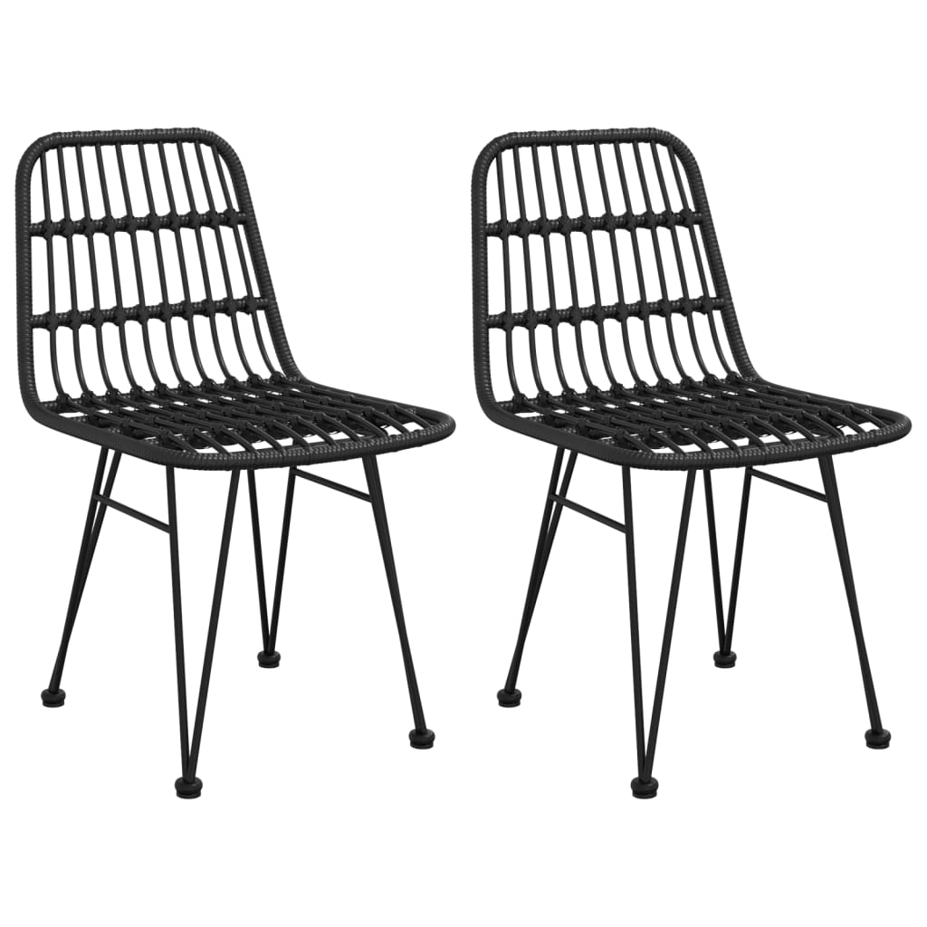 Garden Chair |  Set of 2 | Black | Steel, polyethylene | 48 x 62 x 84 cm