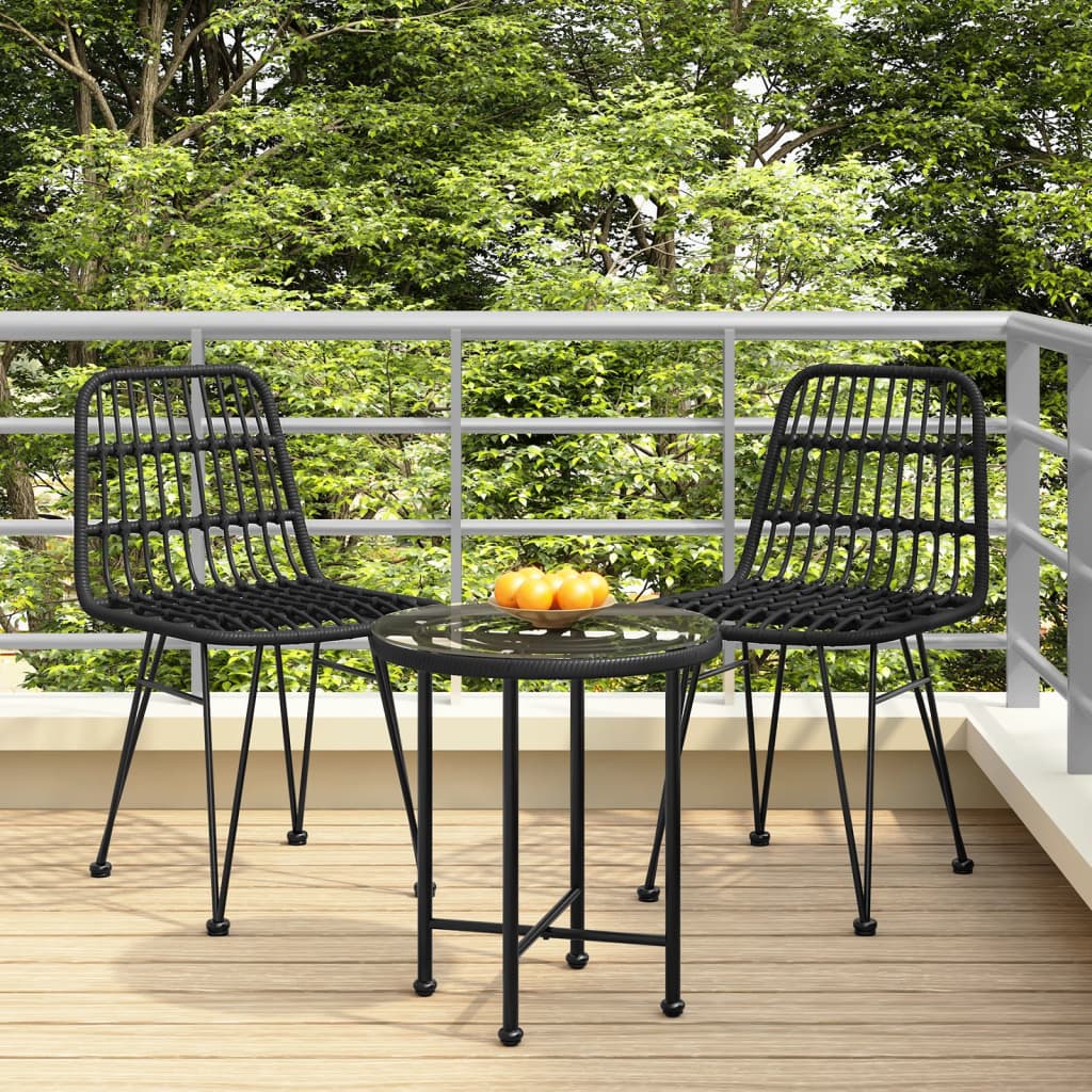 Garden Chair |  Set of 2 | Black | Steel, polyethylene | 48 x 62 x 84 cm