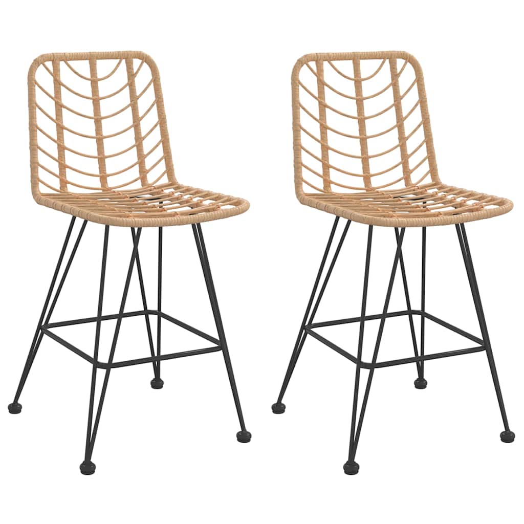 Bar Stool | Set of 2 | Black | Steel, polyethylene rattan | Standard
