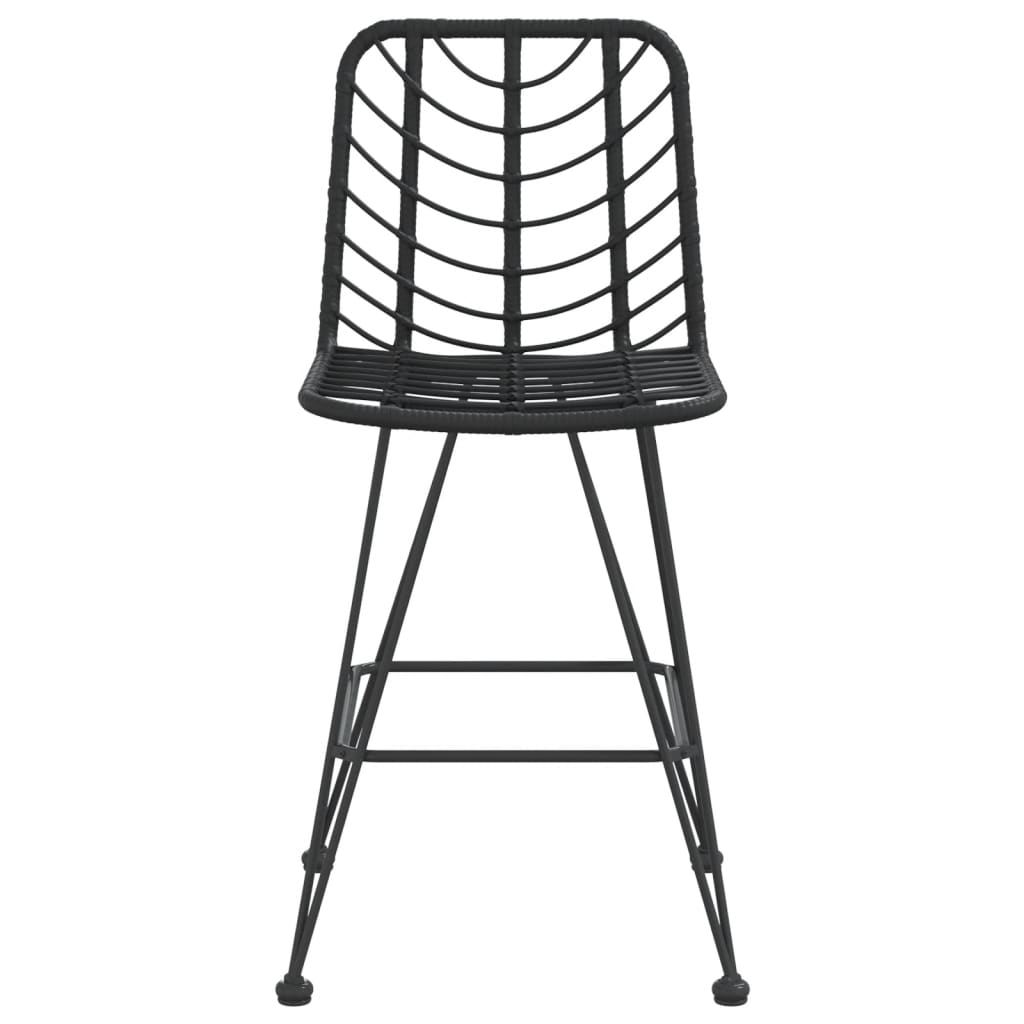 Bar Stool | Set of 2 | Black | PE Rattan and Steel | Regular | Footrest