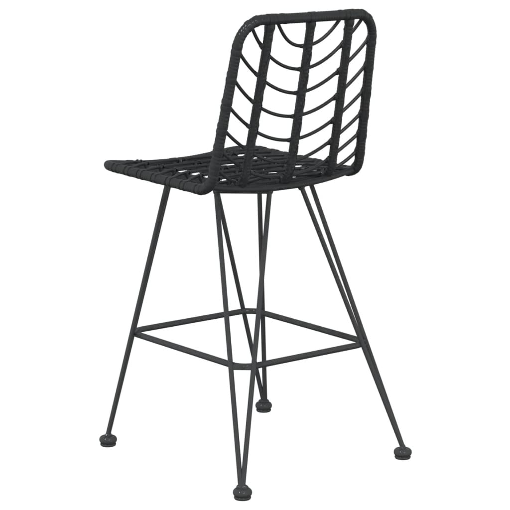 Bar Stool | Set of 2 | Black | PE Rattan and Steel | Regular | Footrest