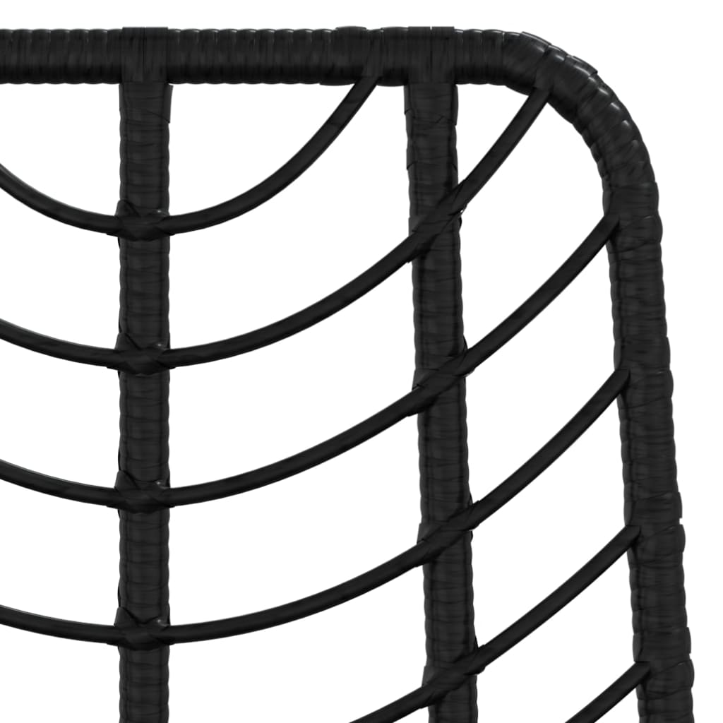 Bar Stool | Set of 2 | Black | PE Rattan and Steel | Regular | Footrest