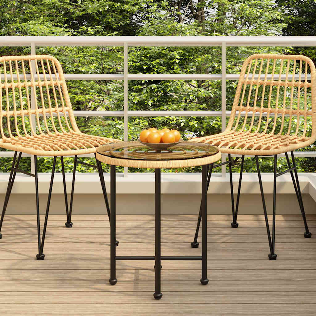 Dining Table Ø50 cm Tempered Glass and Steel