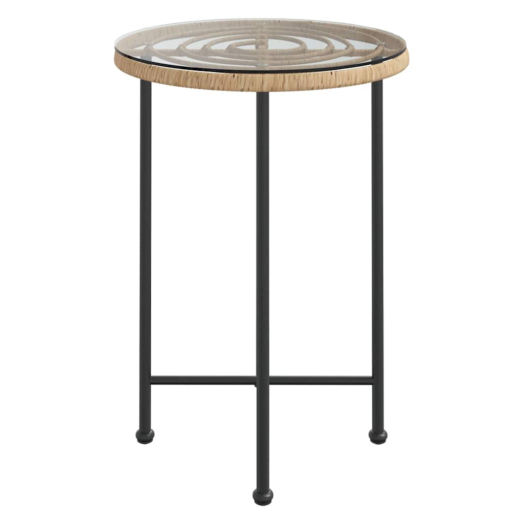 Dining Table Ø55 cm Tempered Glass and Steel