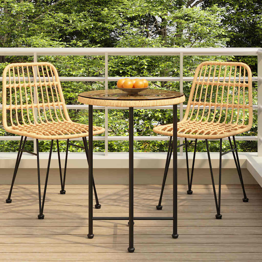 Dining Table Ø55 cm Tempered Glass and Steel