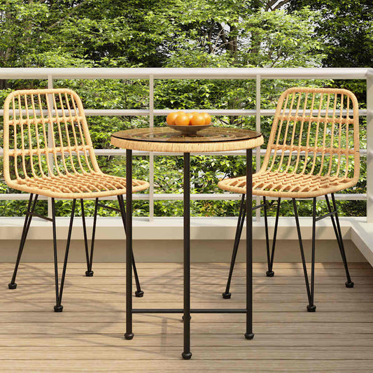 Dining Table Ø55 cm Tempered Glass and Steel