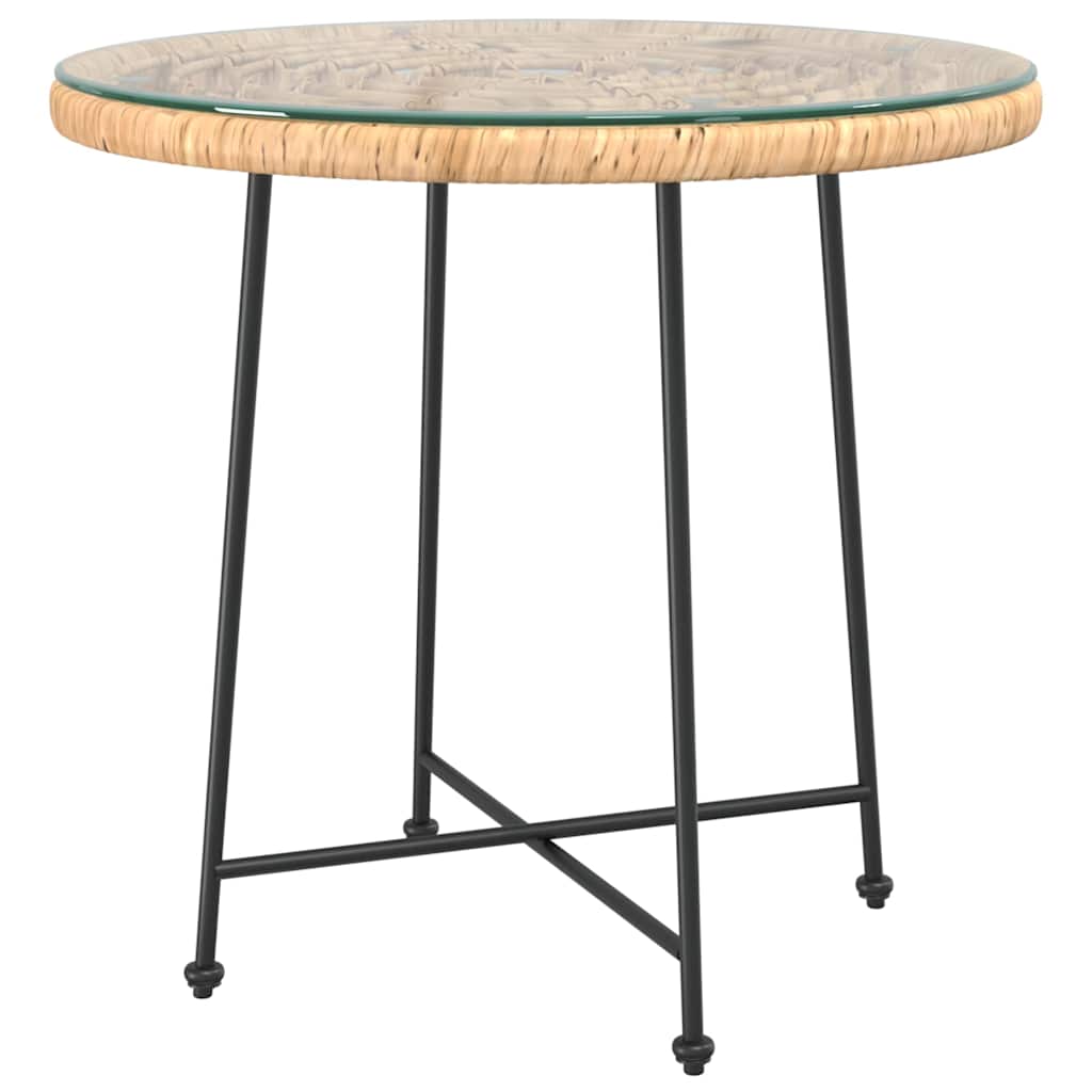 Dining Table Ø80 cm Tempered Glass and Steel
