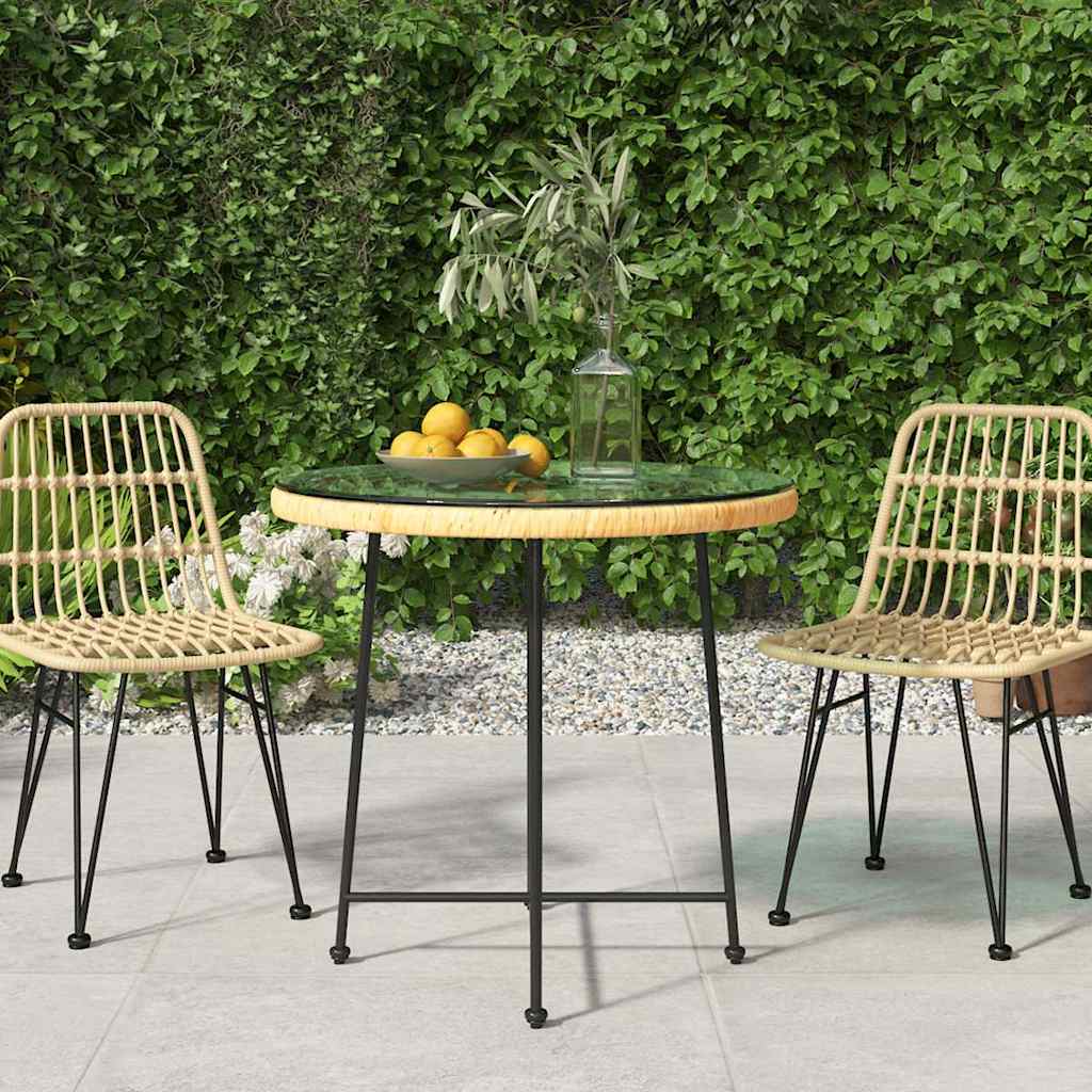 Dining Table Ø80 cm Tempered Glass and Steel